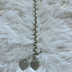 Tiffany & Co. Sterling Silver Heart Link Bracelet with Two Charms